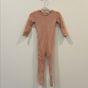 Kids Long-Sleeve Cable Knit One-Piece - Dusty Peach